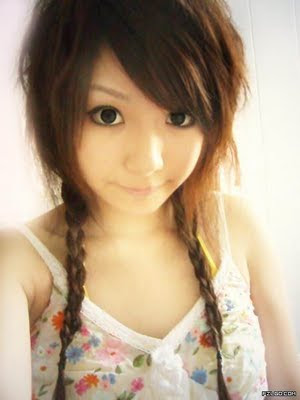 cute asian girls two long braids. A very cute hairstyle for girls.