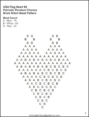 Free brick stitch seed bead Pendant pattern letter chart.