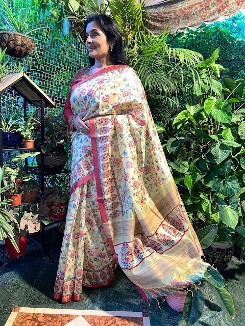 Chanderi silk saree, digital printed