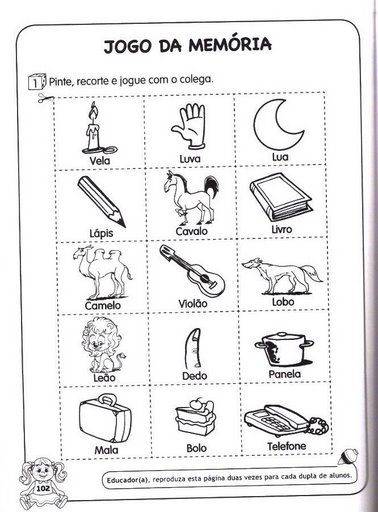 Atividades de Português 1º ano ensino fundamental - Jogo da memória