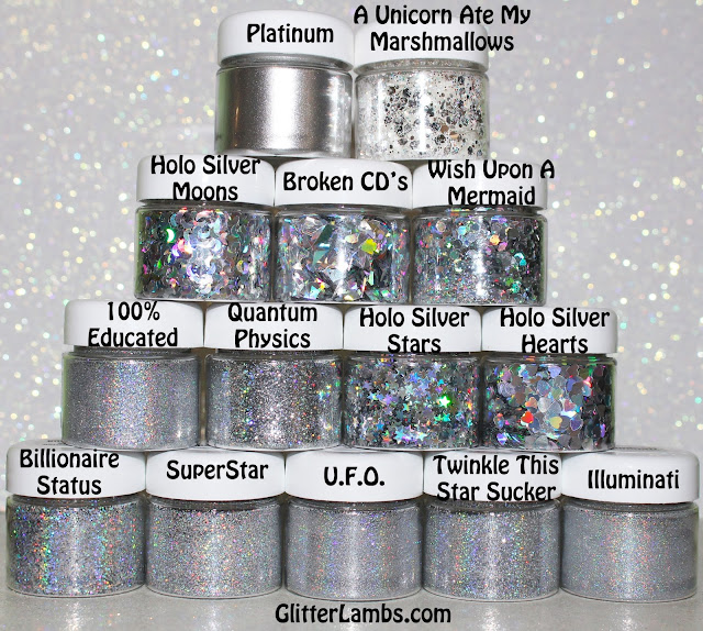 Shop Glitter Lambs Holographic Silver Shooting Stars chunky body glitter