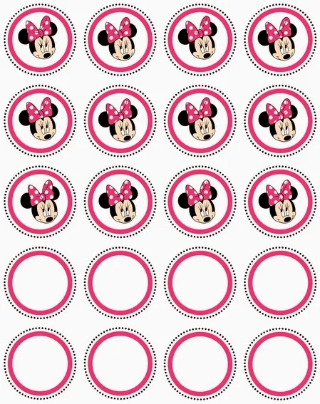 Mini Kit de Minnie Mouse Fucsia y Negro para Imprimir Gratis.