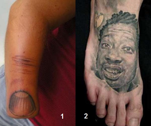The face of the late rapper Ol' Dirty B*****d, tattooed on the top of a foot 