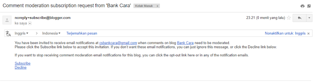 Tidak Mendapat Notifikasi Komentar Blogger Melalui Email