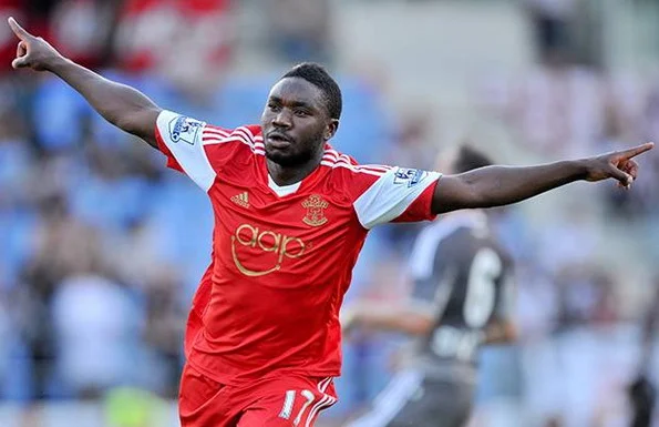 Southampton player Emmanuel Mayuka celebrates after scoring a goal against Beşiktaş