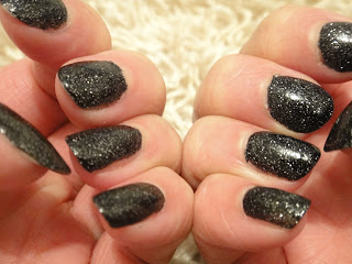 W7 Cosmic Black, W7 75, Black Glitter Nail Polish, Cheap Black Glitter Nail Polish