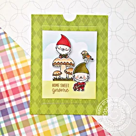 Sunny Studio Stamps: Home Sweet Gnome Sliding Window Die Home Sweet Home Card by Franci Vignoli