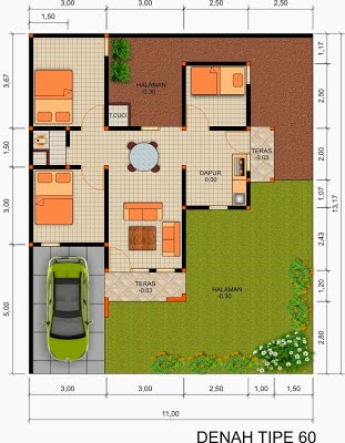 Denah Rumah Minimalis Type 60