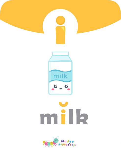 Long and Short Vowels Sounds for Kids - i - milk