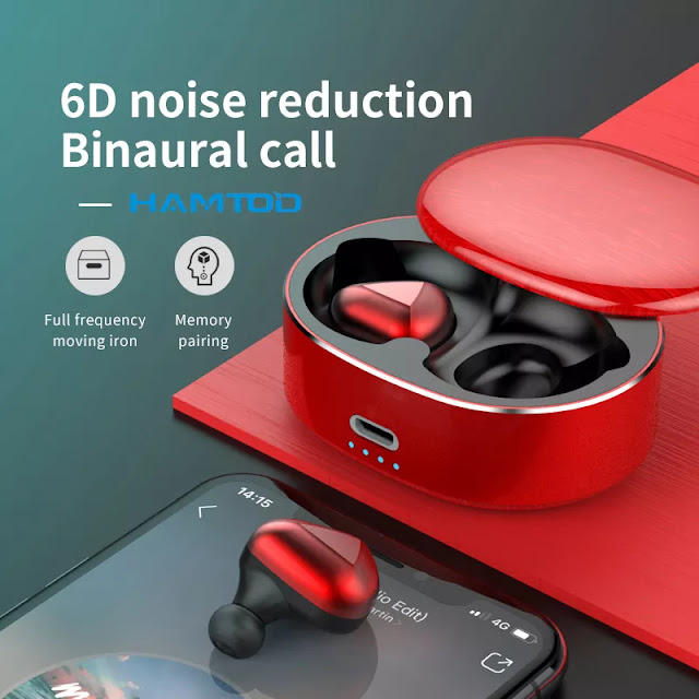 HAMTOD T50 6D Sound Binaual Call Wireless Bluetooth Auto Memory Pairing Headset Earphone