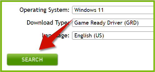 The third step is to click Search to find your GPU drivers.