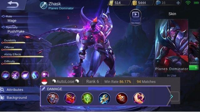 Build Brutal Mage Hero Zhask Full Damage di Mobile Legends