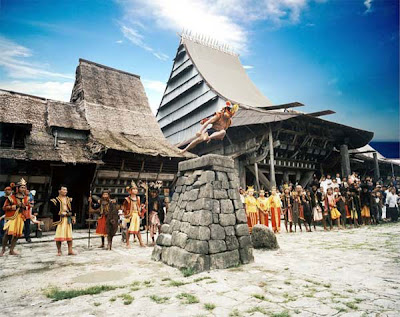 lompat batu nias, by indonesian tourism