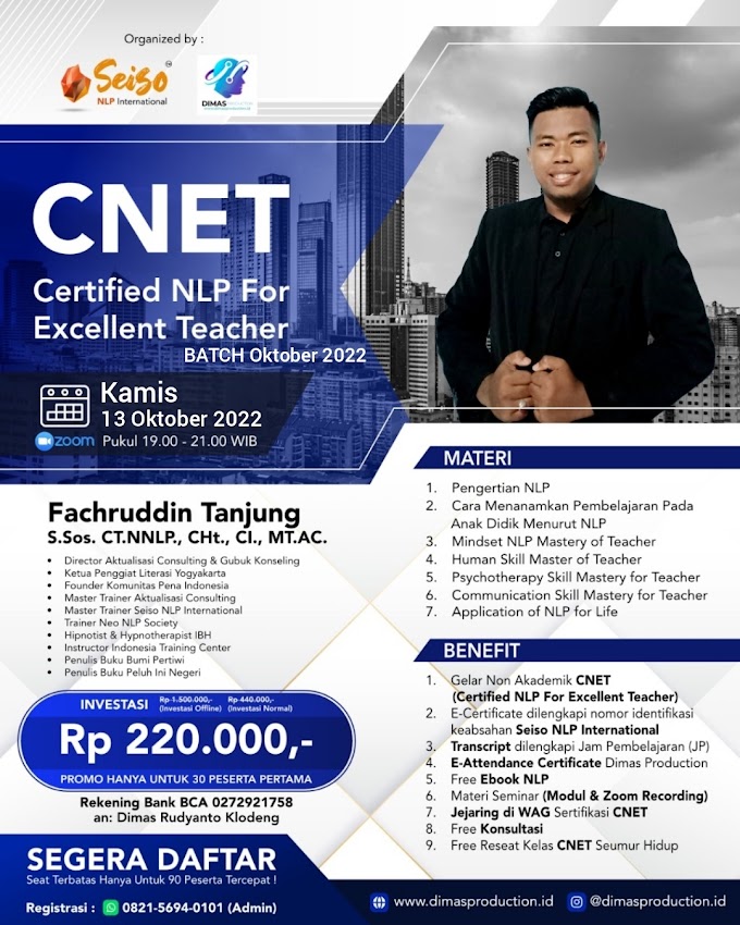 WA.0821-5694-0101 | Certified NLP For Excellent Teacher (CNET) 13 Oktober 2022