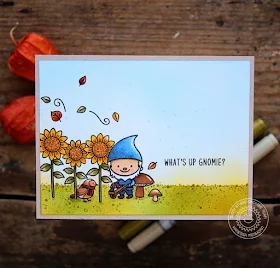 Sunny Studio Stamps: Home Sweet Gnome One Layer Masking Technique Fall Themed Card by Vanessa Menhorn
