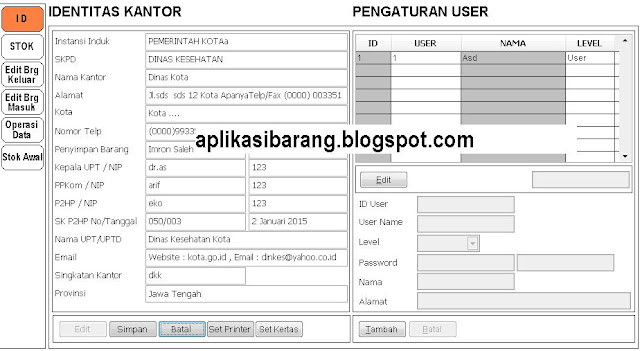 Petunjuk Penggunaan : Menu UTILITY ~ Aplikasi Barang Pakai 