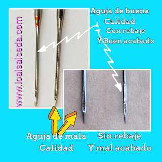 Agujas de maquinas de coser de buena calidad y aguja de mala calidad