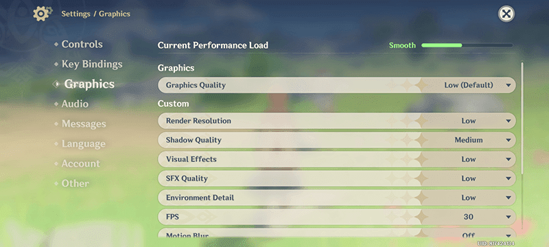 Genshin Impact on Low Graphics Quality