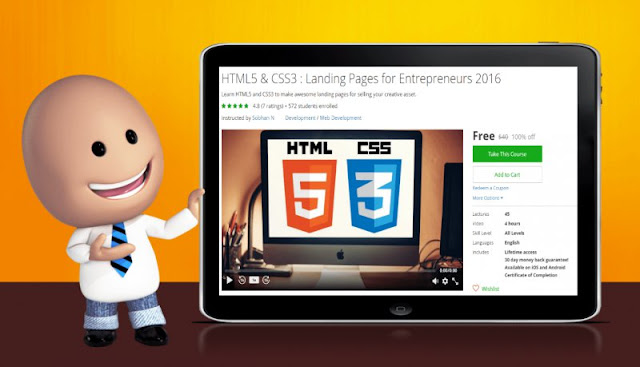 [100% Off] HTML5 & CSS3 : Landing Pages for Entrepreneurs 2016|Worth 40$