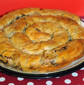 roasted vegetable and filo spiral