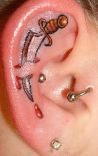 Ear Tattoos - Knife / Dagger Tattoo