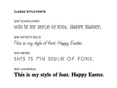 Classic style fonts SNF Schoolyard SNF Infinity Bold SNF Metro 