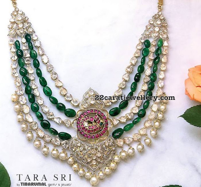 Uncut Diamond Emerald Beads Set by Tibarumal