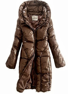 Moncler Womens Down Long Coat in Coffee