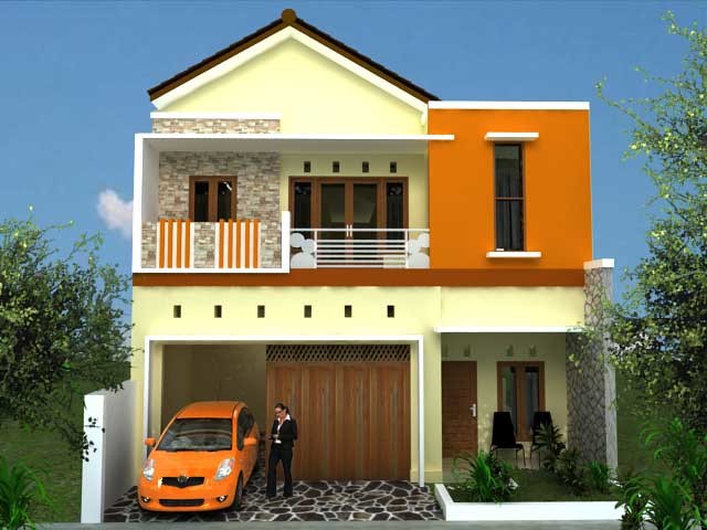 Contoh rumah minimalis warna orange