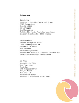 references on resume. for my resume, references,