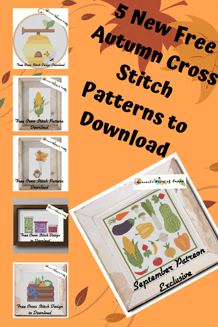 five free cross stitch patterns to download inspired by the fall autumn harvest fair