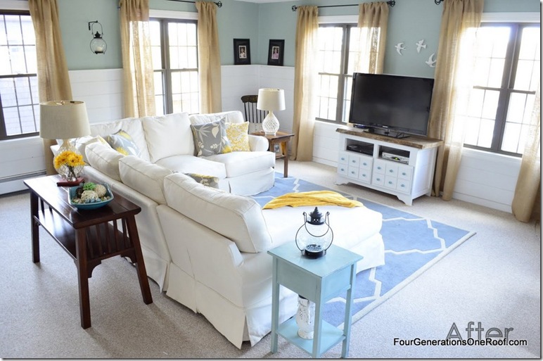 Coastal Cottage family room {before & after} | Four Generations ...