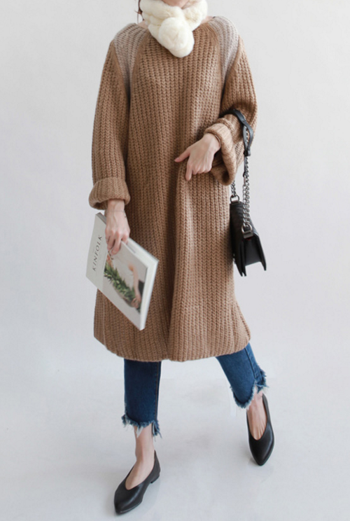 Round Neck Rib Knit Dress