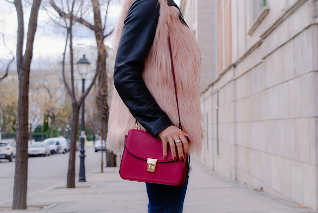 OUTFIT Faux Fur Vest, chaleco de pelo rosa, yanes young