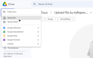 Cara mengunggah file di Google drive