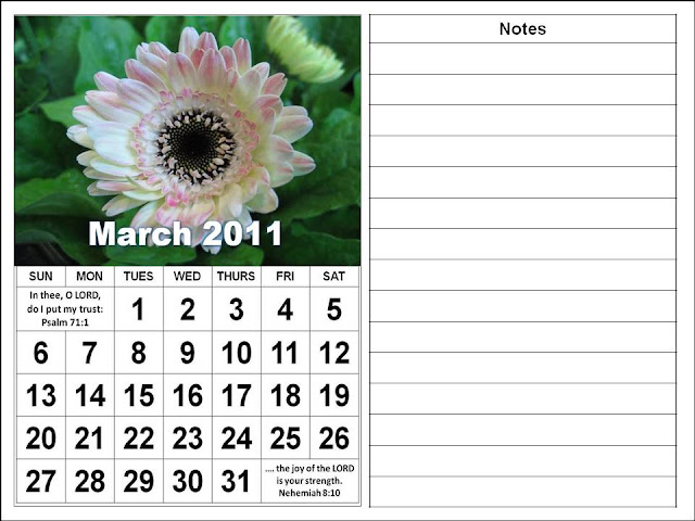 calendar for 2011 march. Christian March 2011 Calendar