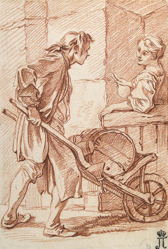 Vinegar Seller by Francois Boucher - Genre Drawings from Hermitage Museum