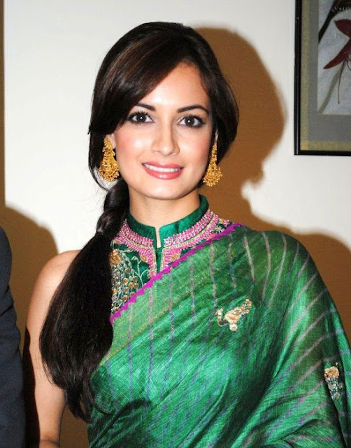 Dia Mirza in Green Saree Photo Gallery