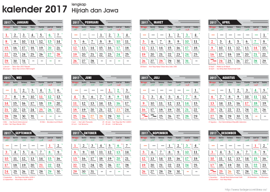 Kalender 2017 lengkap hari Libur Nasional File JPG, Pdf 
