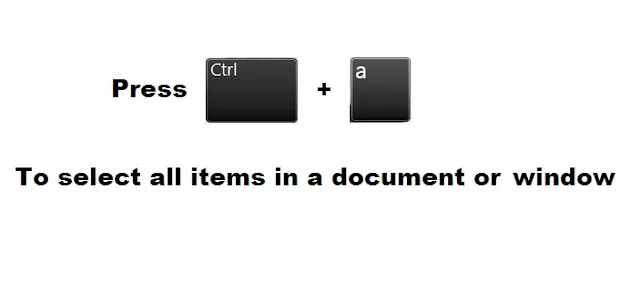 ctrl plus a shortcuts for windows