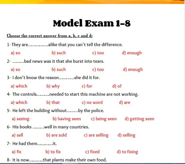 امتحان لغة انجليزية من كتاب مارفلز للثانوية العامة نظام جديد 2021