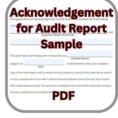 Acknowledgement for Audit Report Sample