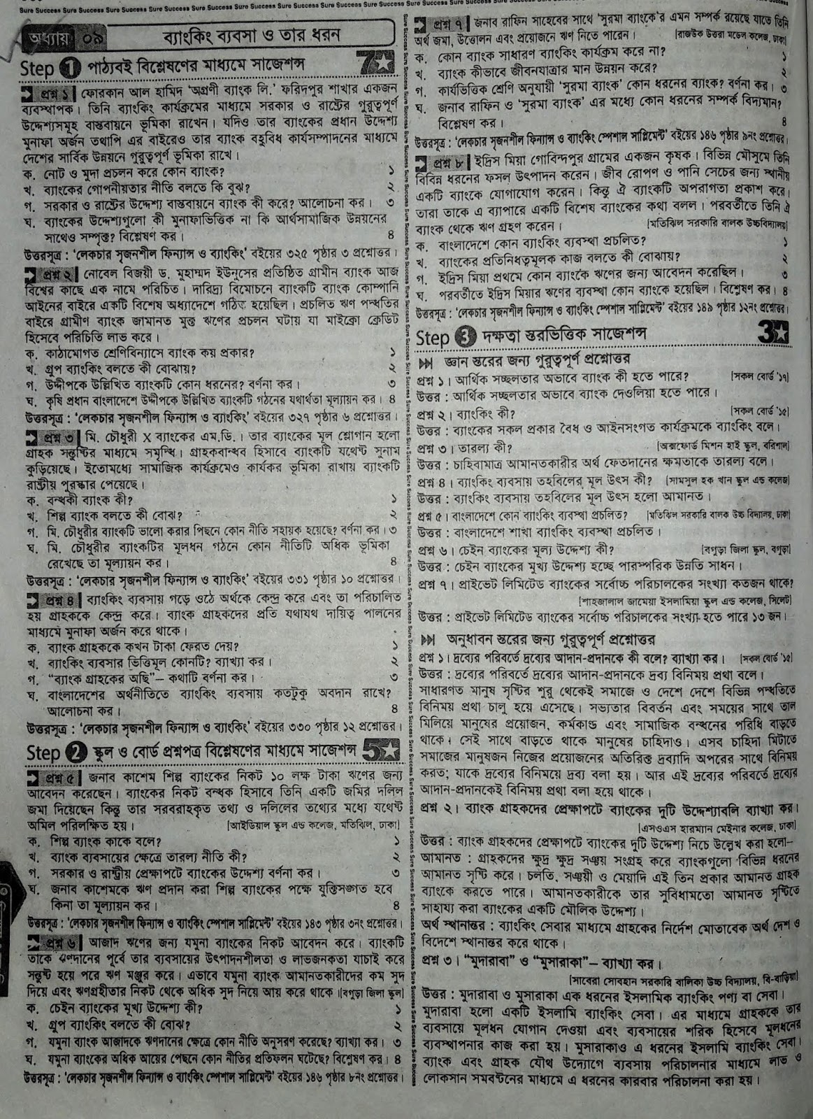 SSC Finance and Banking suggestion, question paper, model question, mcq question, question pattern, syllabus for dhaka board, all boards