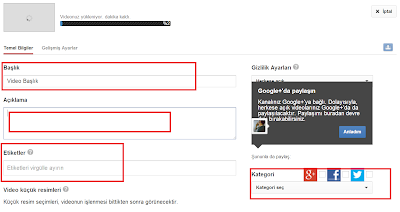 Youtube Kullanım Stratejim -  Video Yükleme Ayarları