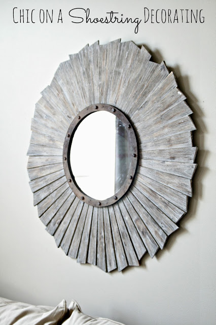 Chic on a Shoestring Decorating  living room makeover, Restoration Hardware style mirror