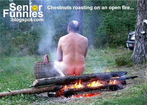 chestnuts, fire, naked man
