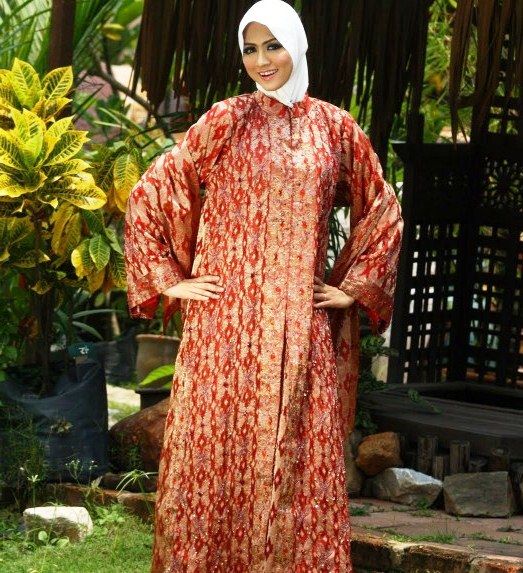  12 model baju  gamis batik  pesta kombinasi untuk orang  