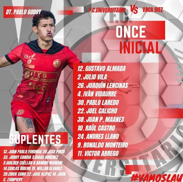 Alineaciones Universitario de Vinto vs Vaca Diez