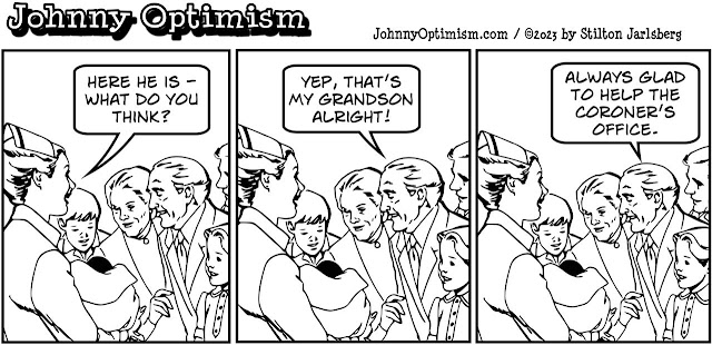 johnny optimism, medical, humor, sick, jokes, boy, wheelchair, doctors, hospital, stilton jarlsberg, nursery, baby, grandparents, coroner