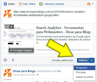 configurar data da postagem no Facebook